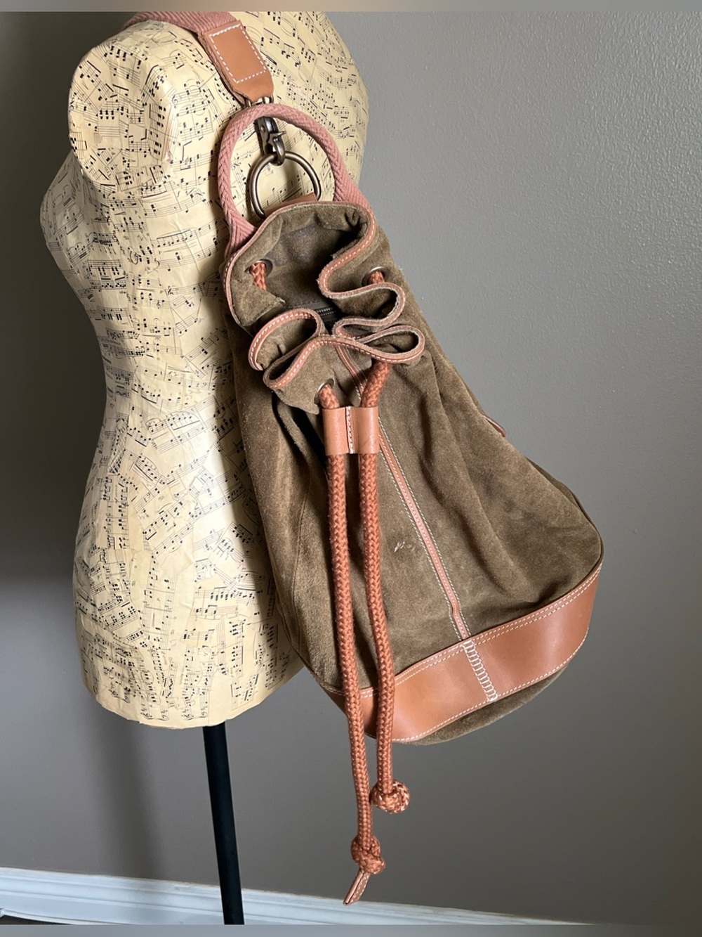 FREE PEOPLE Varsity Suede + Leather Brown Sling Bag